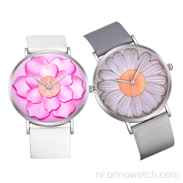 Gestempelde bloemenwacht wijzerplaat voor lady&#39;s horloges